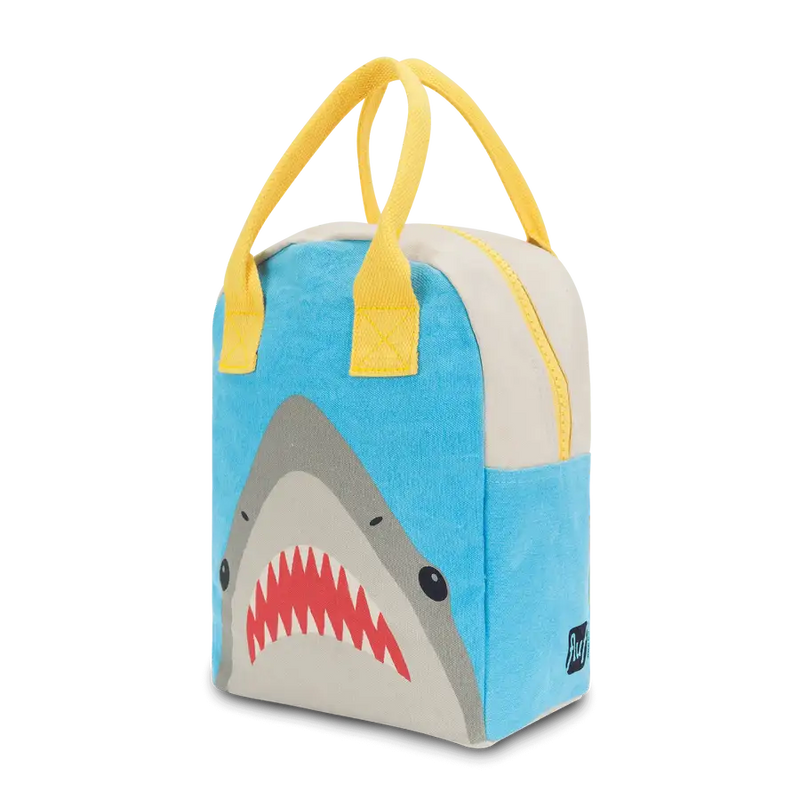 Fluf Zipper Lunch Bag - SHARK - 100% certified organic cotton *CLEARANCE*