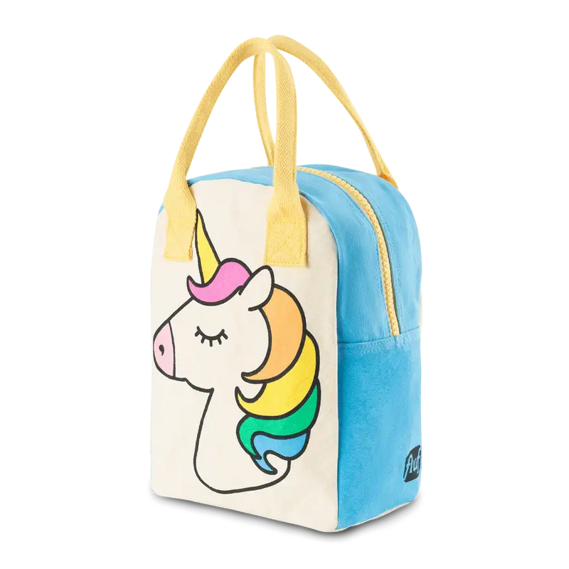Fluf Zipper Lunch Bag - UNICORN - 100% certified organic cotton *CLEARANCE*