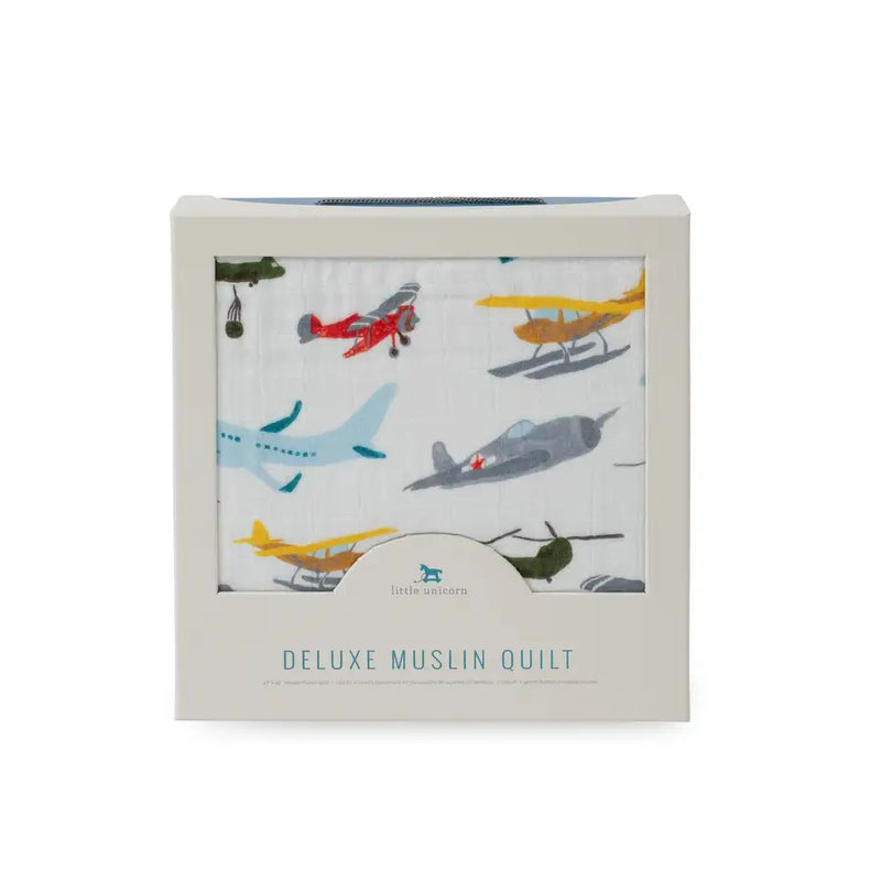 Little Unicorn Deluxe Muslin Quilt - Airshow - Babyonline