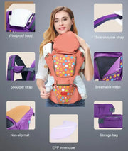 Luxury Multi-Functional Baby Hip Seat Carrier -  Purple with circles - Babyonline