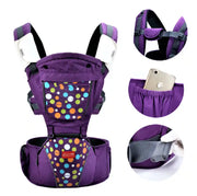 Luxury Multi-Functional Baby Hip Seat Carrier -  Purple with circles - Babyonline