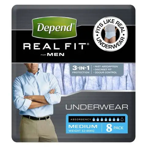 Depend® Real-Fit Underwear for Men - Medium pack of 8 pcs - Babyonline