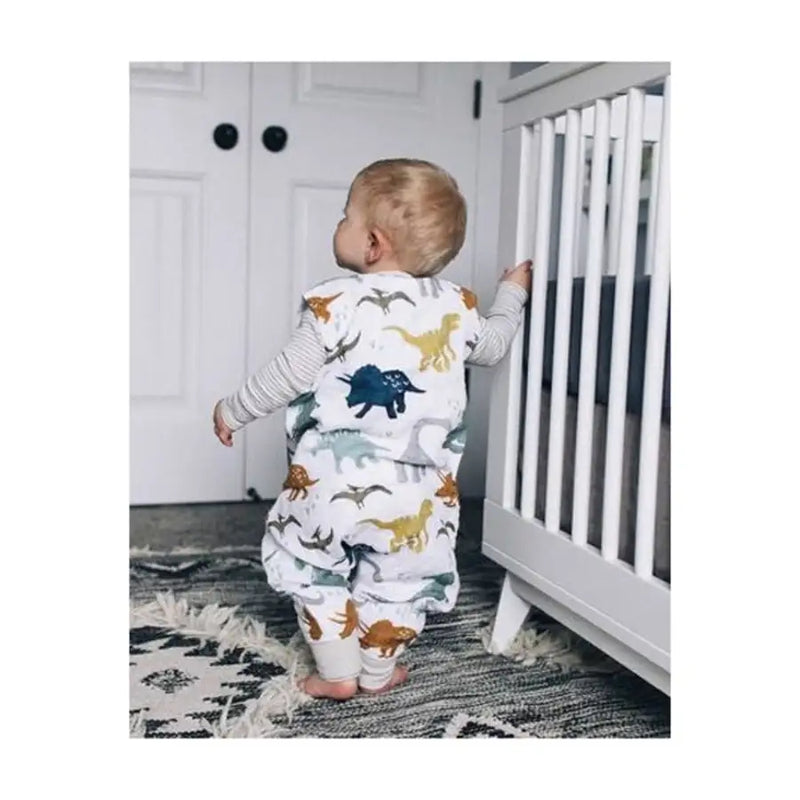 Little Unicorn Cotton Muslin Sleep Romper - Dino Friends - Babyonline