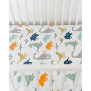 Little Unicorn Cotton Muslin Cot Sheet - Dino Friends - Babyonline