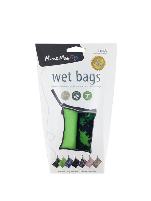 Mum2Mum Wet Bags Twin Pack - DINO / LIME - Babyonline