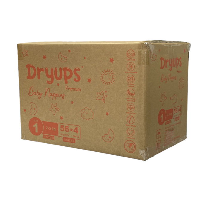 Dryups Premium Nappies Unisex Size 1 (2-5kg)New Born