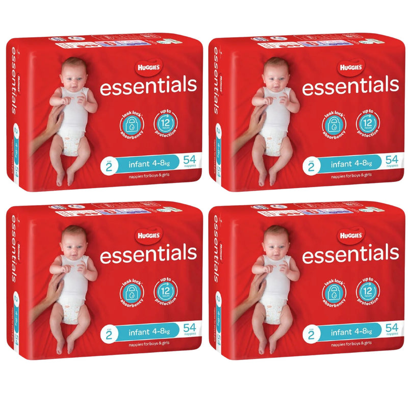 Huggies ESSENTIALS VALUE BOX - Size 2 (4-8 kg) 216 Nappies - Babyonline