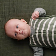 Woolbabe 3-Seasons Front Zip Sleeping Bag - FERN STRIPE - Babyonline