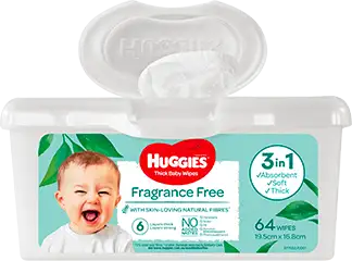 Huggies Baby Wipes Fragrance-Free Pop-Tub 64s - Babyonline