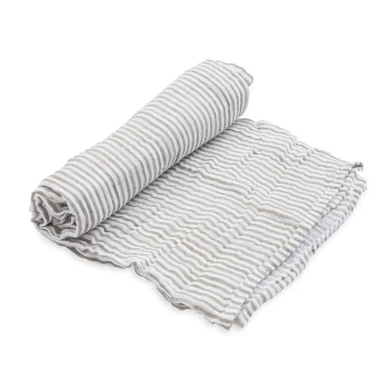 Little Unicorn Single Muslin Swaddle - Grey Stripe - Babyonline