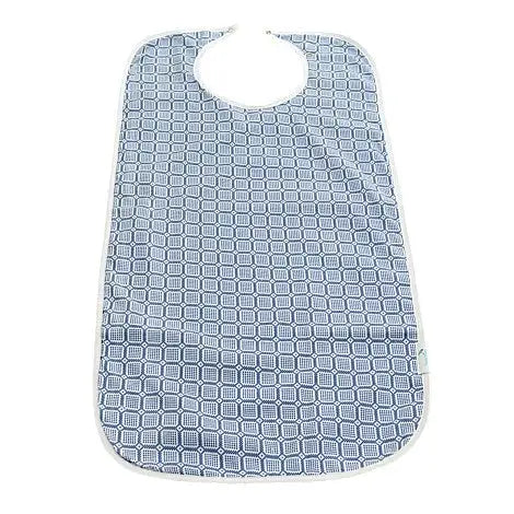 Brolly Sheets Waterproof Adult Bib - Large - Blue Squares - Babyonline