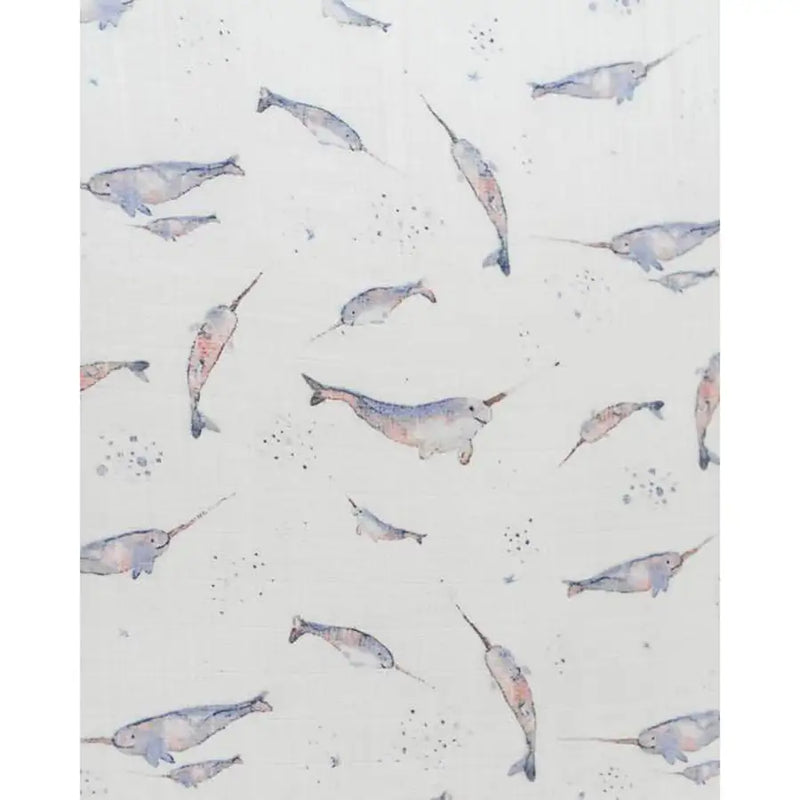 Little Unicorn Cotton Muslin Cot Sheet - Narwhal - Babyonline