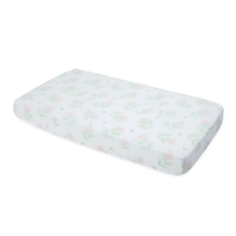 Little Unicorn Cotton Muslin Cot Sheet - Pink Peony - Babyonline