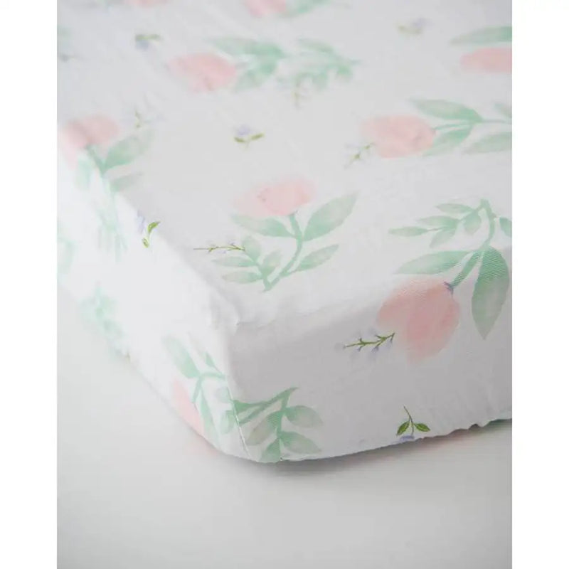 Little Unicorn Cotton Muslin Cot Sheet - Pink Peony - Babyonline