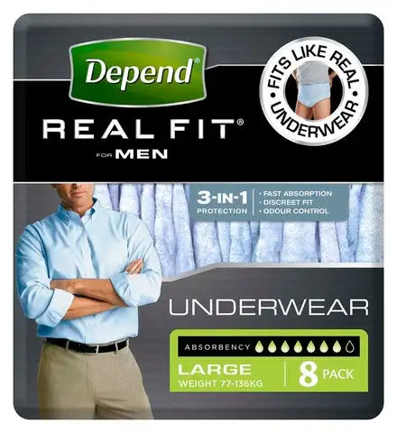 Depend® Real-Fit Underwear for Men - Large pack of 8 pcs - Babyonline