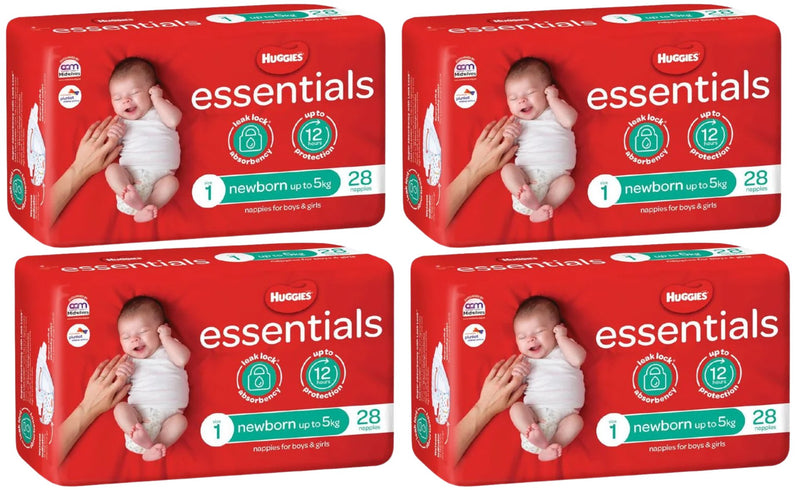 Huggies ESSENTIALS VALUE BOX - Size 1 (up to 5 kg) 112 Nappies - Babyonline