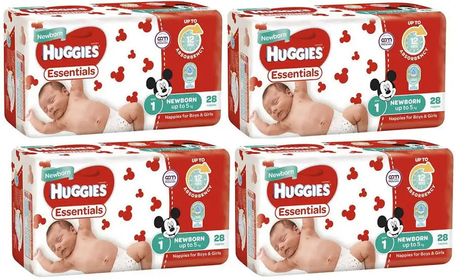 Huggies ESSENTIALS VALUE BOX - Size 1 (up to 5 kg) 112 Nappies - Babyonline