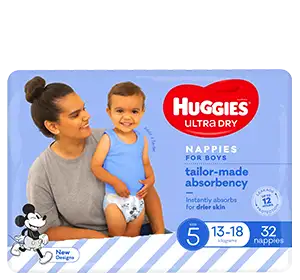 Huggies Ultra Dry - Size 5 (13-18kg) BOYS - Babyonline