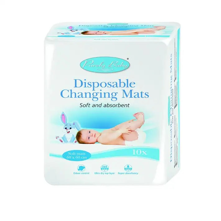 Purely Baby Disposable Changing Mats - Pack of 10 - Babyonline