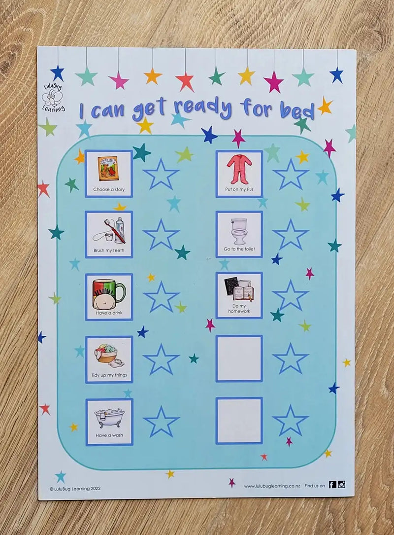 Lulubug Learning Magnetic Bedtime Chart - Blue *CLEARANCE*