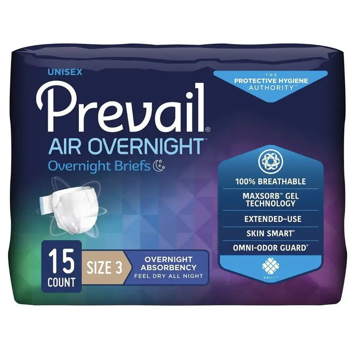PREVAIL AIR™Overnight Adult Briefs Size 3 (XLarge)-Pack of 15s (NGX-014)