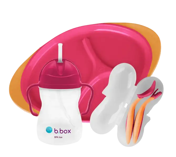 b.box Feeding Set Strawberry Shake 6m+ *CLEARANCE*