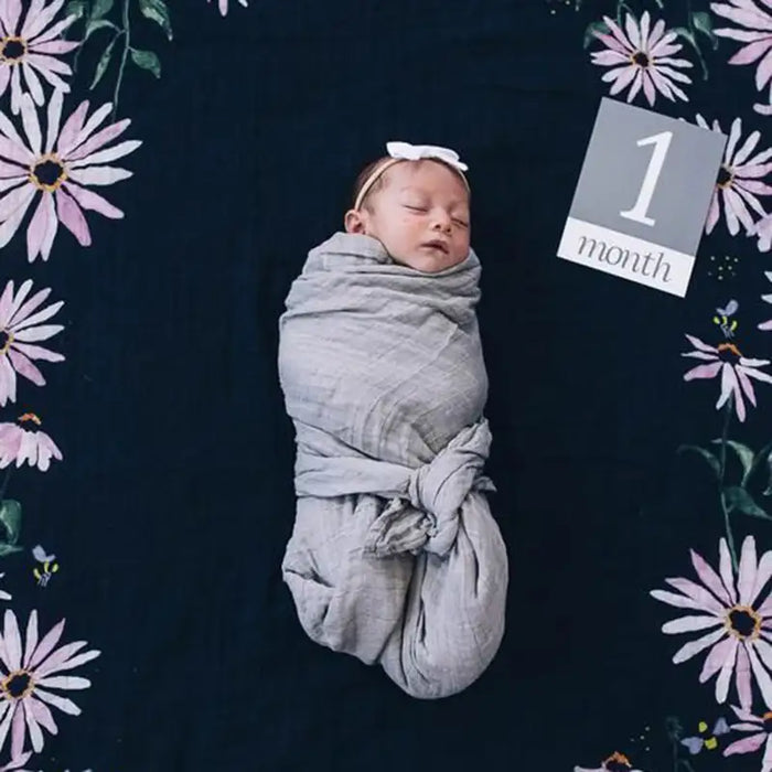 Little Unicorn Photo Blanket & Milestone Set - Dark Coneflower - Babyonline