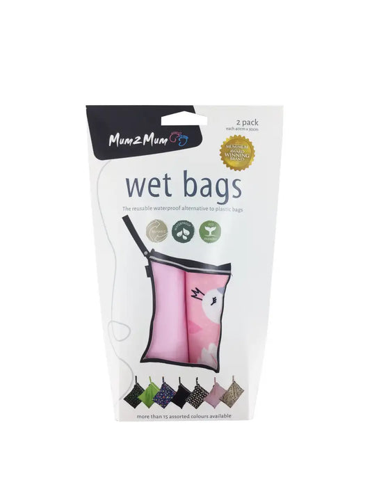 Mum2Mum Wet Bags Twin Pack - SWAN / PINK - Babyonline