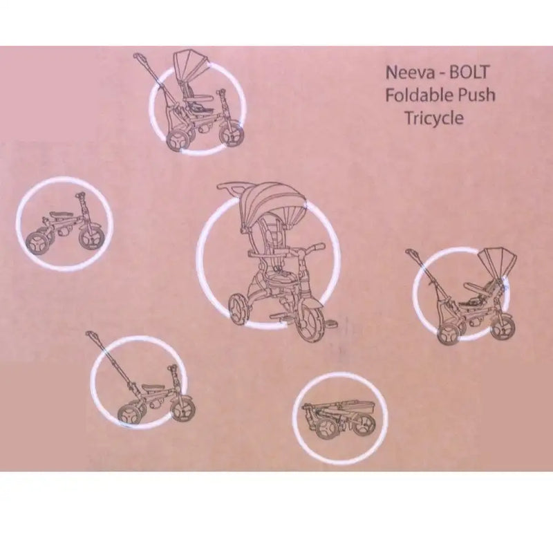 BOLT Foldable Push Tricycle - Black